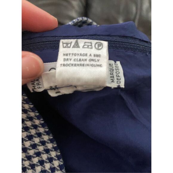 Celine Paris Blue White Houndstooth Straight Pencil Skirt, Size 40 / US Medium * - Picture 11 of 14